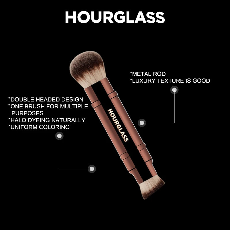 Hourglass Makeup Brush- No.26 Double Head Retractable Foundation Brush Fiber Smudge Face Makeup Brush